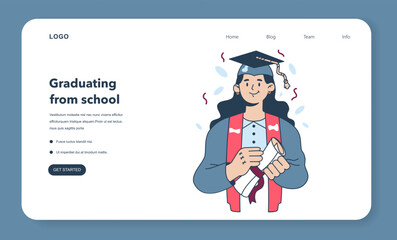 Wall Mural - High school or college graduation web banner or landing page.