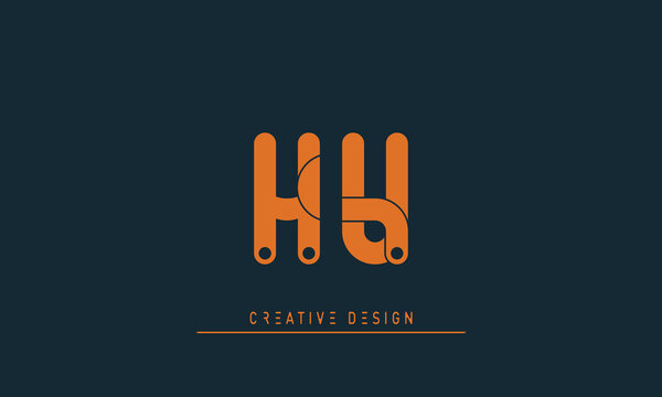 Alphabet letters Initials Monogram logo HU , UH