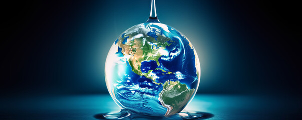 Wall Mural - Save Water, Save Earth. Water drop with earth for World Water Day concept. Generative AI