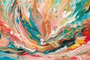 Poster - an abstract painting with vibrant colors and various shapes. Generative AI