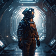 Wall Mural - Mysterious Universe: A Loneliness Astronaut Floating in Space Created Using Generative Ai