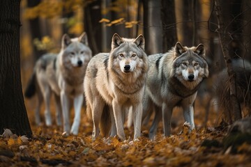  Grey Wolves Playfully Romp with Young Pups, Powerful Jaws and Sharp Senses Teach the Next Generation by Generative AI