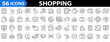 © vectorsanta - Shopping 56 icon set. Online shopping icon. E-commerce. Store, delivery, Supermarket, promotion, shopping cart symbol. Vector illustration
