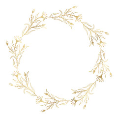 Wall Mural - Floral gold wreath illustration