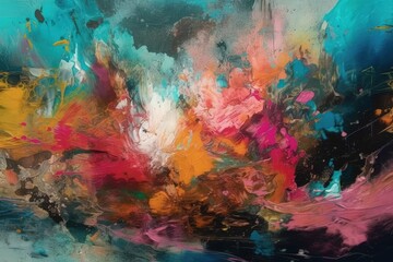 Poster - vibrant and colorful abstract painting. generative ai