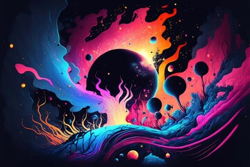 Wall Mural - space and glowing nebula background. motion.