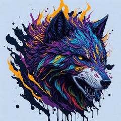 Sticker - wolf head vector illustration art generative Ai
