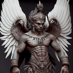 ancient warrior with garuda suit