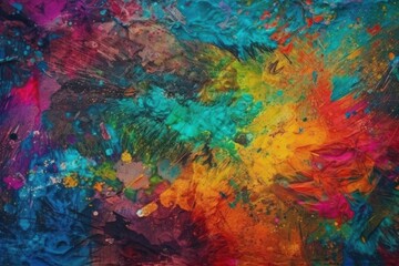 Poster - colorful abstract painting on canvas. generative ai