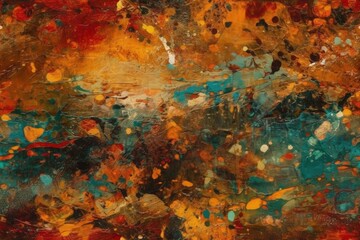 Poster - vibrant and colorful abstract painting. generative ai
