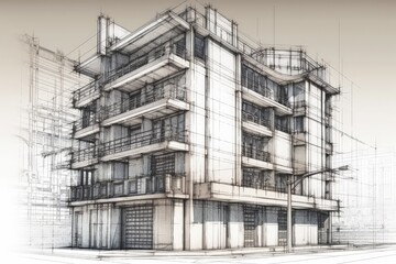 Poster - modern skyscraper with a glass façade and numerous windows. Generative AI