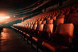 © ADDICTIVE STOCK - Empty theater in soccer stadium with glowing lights in darkness. Generative AI
