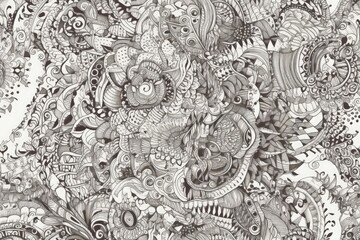 Canvas Print - diverse collection of objects and shapes in a monochromatic style. Generative AI