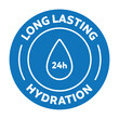 Long lasting hydration icon. Rounded outlined vector icons in blue color.