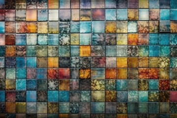 Poster - vibrant and colorful tiled wall. Generative AI