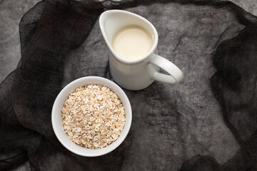 Sticker - Oat milk. Healthy vegan non-dairy organic drink with flakes