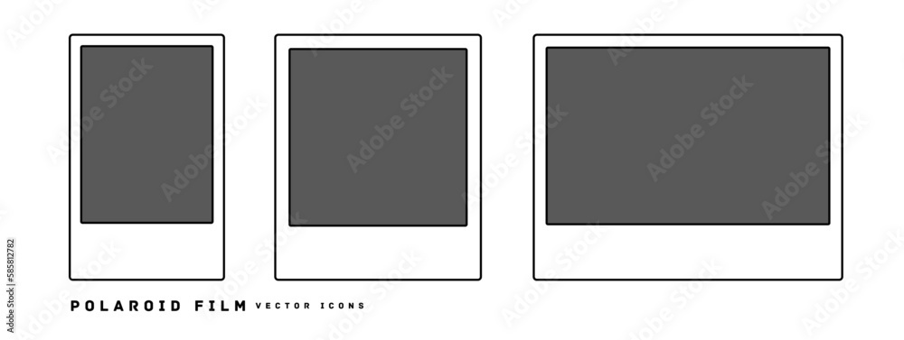 ポラロイドフィルム 3サイズセット カメラ チェキ ベクターイラスト の
