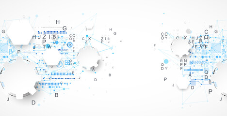 Aufkleber - Abstract technology concept. Circuit board, color background.