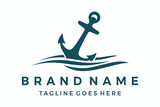 Fototapeta Dinusie - marine retro emblems logo with anchor and rope, anchor logo design vector template