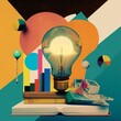 Colourful creative idea represented by light bulb 