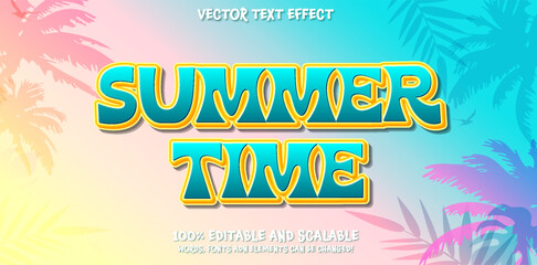 Wall Mural - Summer time text effect orange style. Editable text effect.