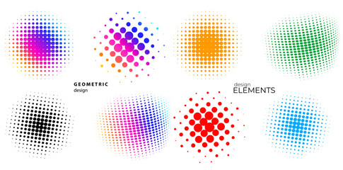 Poster - set design elements symbol editable halftone frame dot circle pattern on white background. vector il