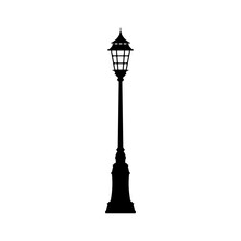 Pole Post With Retro Lamp Isolated Street Lamp, Vintage Streetlight. Vector Urban City Park Illumination Object, Antique Lamppost