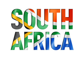 Wall Mural - south africa flag text font