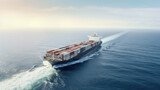 Fototapeta Big Ben - Container Cargo Ship, Generative AI, Illustration