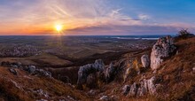 Beautiful sunset in the rocks of Pálava in South Moravia. Czech Republic. 