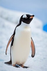 Wall Mural - penguin standing on ice patch in polar regions