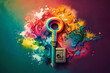 Generative ai multicolor key and door lock