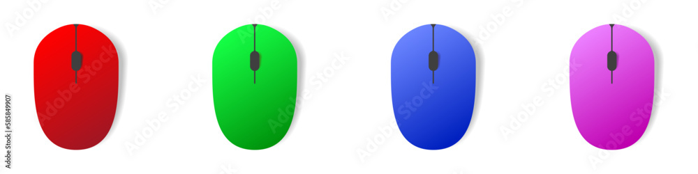 Computer mouse icons vector. Left and right click vector. Icons set of ...