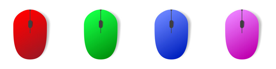 Fototapete - Computer mouse icons vector. Left and right click vector. Icons set of pressing different mouse buttons for PC. Mouse wheel scroll icon vector. Mouse icon set for PC.