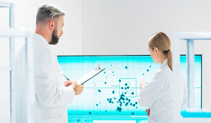 Wall Mural - team of professional scientists working on a vaccine in a modern scientific research laboratory. gen