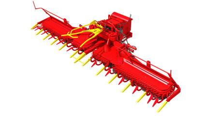 Wall Mural - Harvester Threshing Header 3D rendering on white background