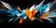 © MxCaptures - Abstract orange and blue splash background with space - Generative Ai