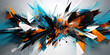 © MxCaptures - Abstract orange and blue splash background with space - Generative Ai