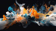 © MxCaptures - Abstract orange and blue splash background with space - Generative Ai
