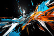 © MxCaptures - Abstract orange and blue splash background with space - Generative Ai