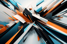 Abstract 3d Orange And Blue Fractal Background - Generative Ai