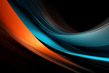Abstract Blue And Orange Background With Lines - Generative Ai