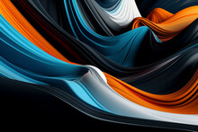 Abstract Orange, Blanc, And Blue Background With Waves - Generative Ai