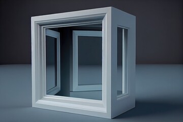 Canvas Print - window frame made of plastic, with glass pane, created with generative ai