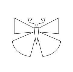 Wall Mural - Vector isolated one single simple minimal geometric butterfly wings symmetrical colorless black and white contour line easy drawing