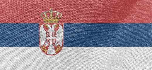Wall Mural - Serbia fabric flag cotton material wide flags wallpaper colored fabric Serbia flag background