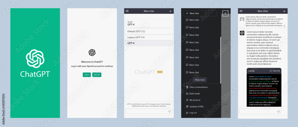 Chat GPT screen bot with artificial intelligence. Template with 