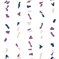 Poster - Vector organic seamless abstract background, party confetti pattern. Colorful pastel colored mosaic of simple shapes on white background.