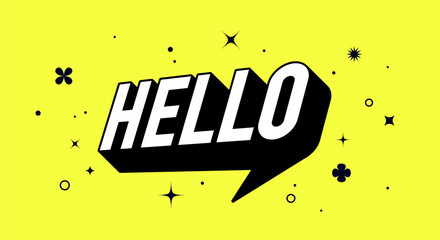 Wall Mural - banner speech bubble text hello, message concept hello. isolated poster in 3d design. design element