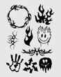 brutalism element shape asset acid poster, tattoo, tribal art illustration vector creepy icon, symbol sick editable
